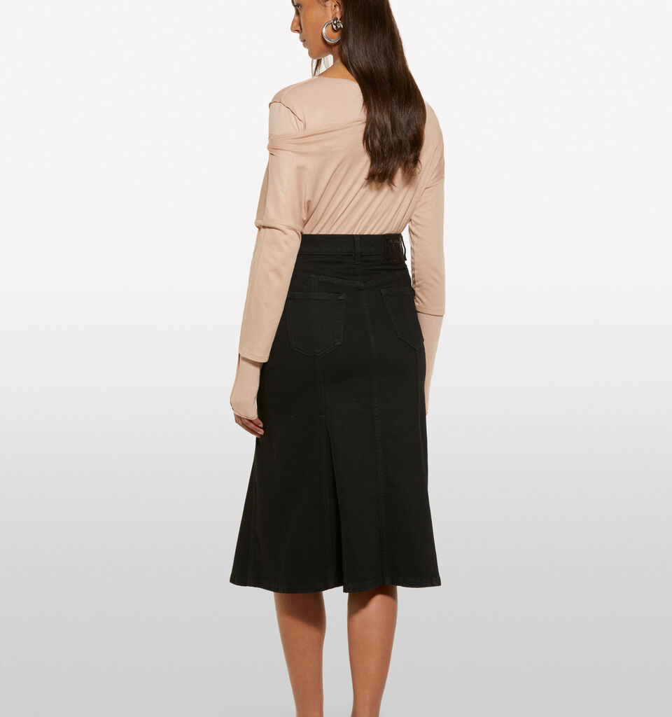 Gonna di jeans svasata nera - gonne midi, longuette donna - Nero | Sisley image number 3